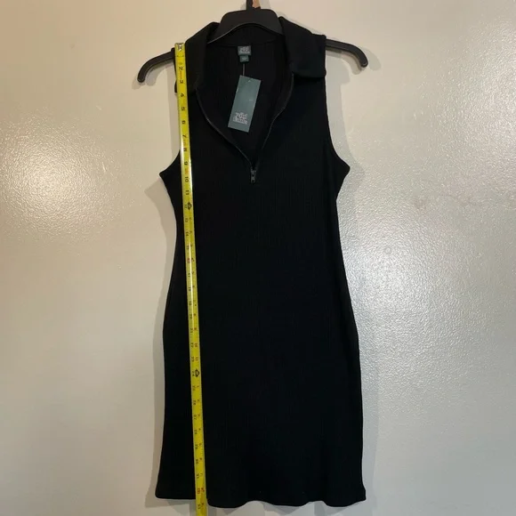 Wild Fable Women's Sleeveless Zip Front Bodycon Polo Dress Black L. - Picture 6 of 7